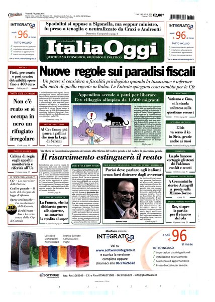 Italia oggi : quotidiano di economia finanza e politica